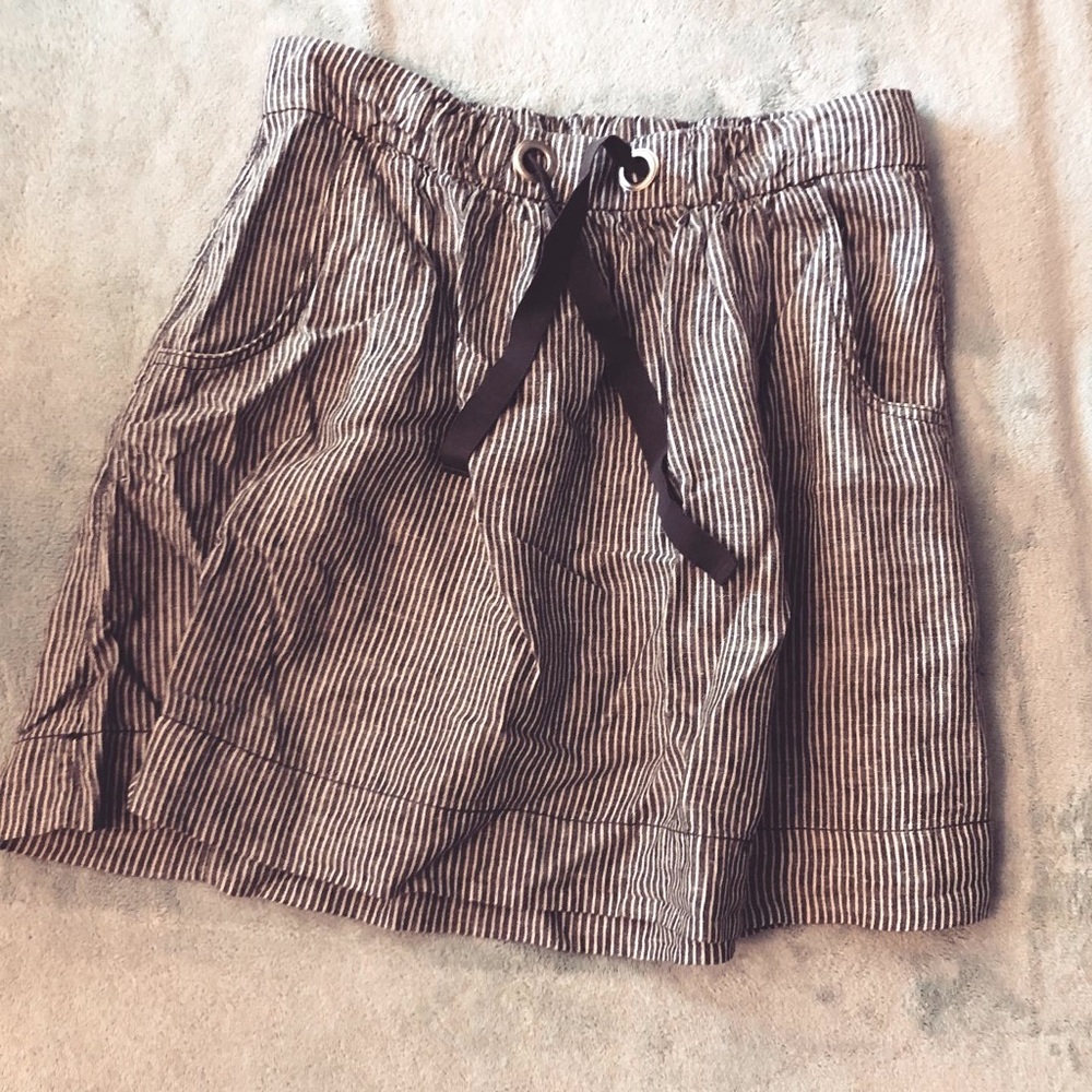 J.Crew Striped Linen Tie Waist Skirt